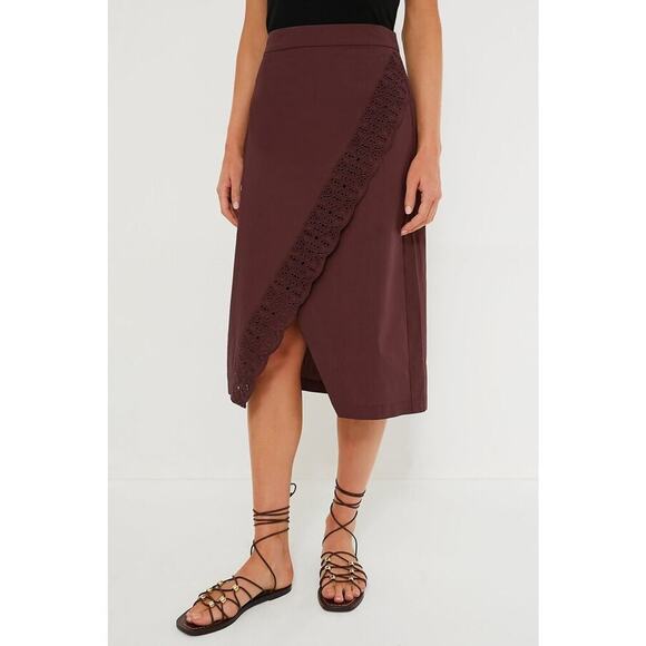 Tuckernuck Townes Midi Skirt Eyelet Lace Crossover Cotton Size 4 NEW - Picture 1 of 9